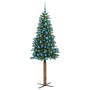 Árbol de Navidad Delgado con 300 LED con soporte Verde 180 cm