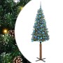 Árbol de Navidad Delgado con 300 LED con soporte Verde y 180 cm