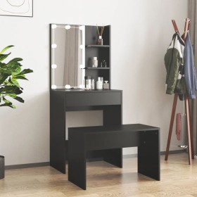 Black Plywood LED Vanity Set by vidaXL, Bedroom Dressers - Ref: Foro24-3114132, Price: 113,69 €, Discount: %