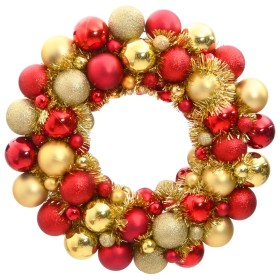 Corona de Navidad poliestireno roja y dorada 45 cm