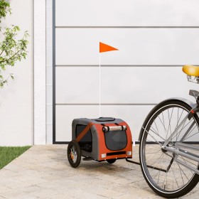 Remolque de bicicleta mascotas hierro tela Oxford naranja gris