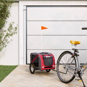 Remolque de bicicleta mascotas hierro tela Oxford rojo gris