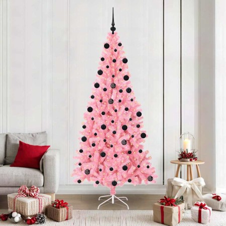 Árbol de Navidad con 300 LED con soporte Rosa 210 cm PVC