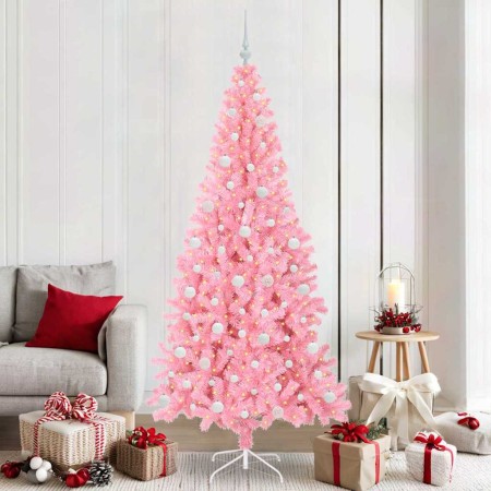 Árbol de Navidad con 300 LED con soporte Rosa 210 cm PVC