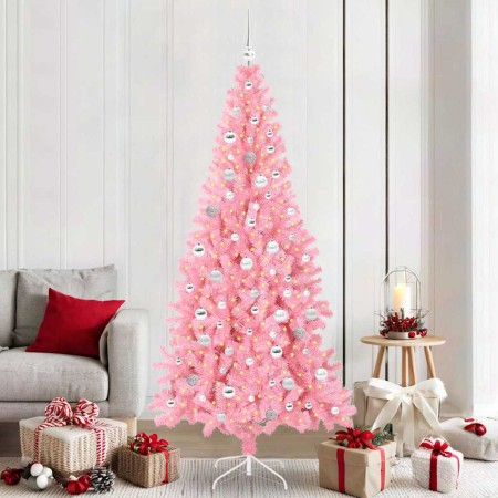 Árbol de Navidad con 300 LED con soporte Rosa 210 cm PVC