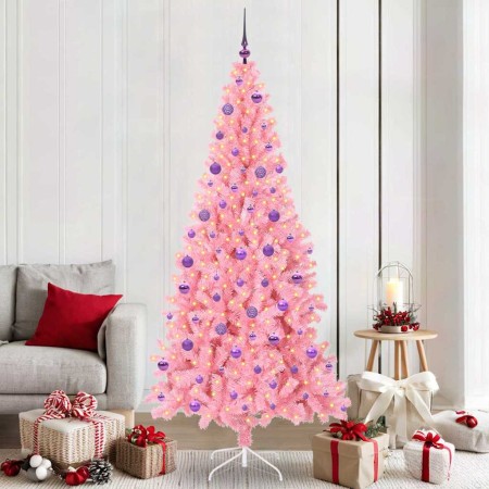 Árbol de Navidad con 300 LED con soporte Rosa 210 cm PVC