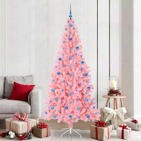 Árbol de Navidad con 300 LED con soporte Rosa 210 cm PVC