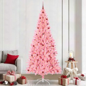 Árbol de Navidad con 300 LED con soporte Rosa 240 cm PVC