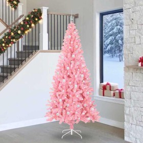 Árbol de Navidad con 300 LED con soporte Rosa 240 cm PVC