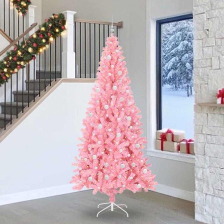 Árbol de Navidad con 300 LED con soporte Rosa 240 cm PVC