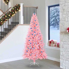 Árbol de Navidad con 300 LED con soporte Rosa 240 cm PVC