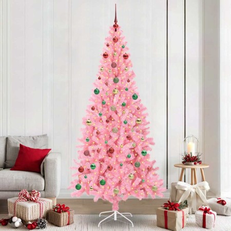 Árbol de Navidad con 300 LED con soporte Rosa 240 cm PVC