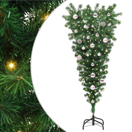 Árbol de Navidad artificial preiluminado invertido con conjunto