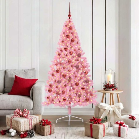 Árbol de Navidad Artificial Preiluminado Rosa 180 cm PVC