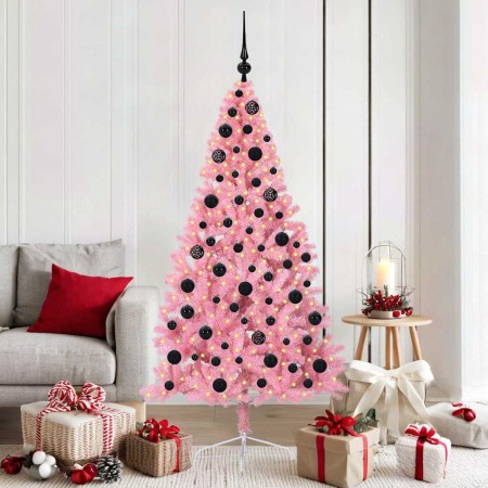 Árbol de Navidad Artificial Preiluminado Rosa 180 cm PVC