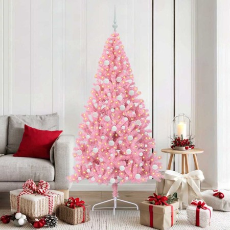 Árbol de Navidad Artificial Preiluminado Rosa 180 cm PVC