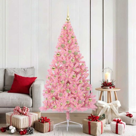 Árbol de Navidad Artificial Preiluminado Rosa 180 cm PVC