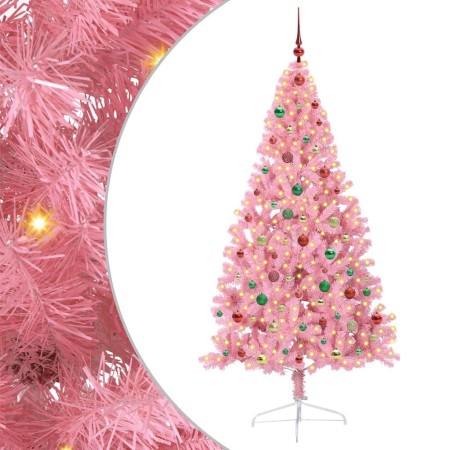Árbol de Navidad Artificial Preiluminado Rosa 180 cm PVC