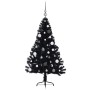Árbol de Navidad Artificial Preiluminado Negro 150 cm PVC