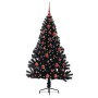 Árbol de Navidad Artificial Preiluminado Negro 150 cm PVC