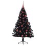 Árbol de Navidad Artificial Preiluminado Negro 150 cm PVC