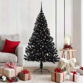 Árbol de Navidad Artificial Preiluminado Negro 150 cm PVC