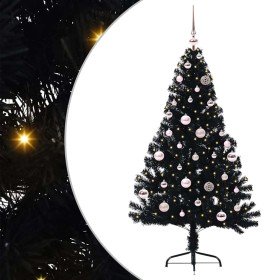 Árbol de Navidad Artificial Preiluminado Negro 150 cm PVC
