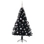 Árbol de Navidad Artificial Preiluminado Negro 150 cm PVC