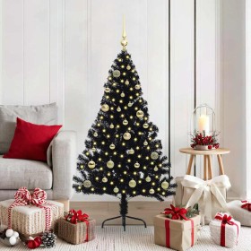 Árbol de Navidad Artificial Preiluminado Negro 150 cm PVC