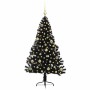 Árbol de Navidad Artificial Preiluminado Negro 150 cm PVC