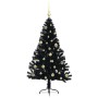 Árbol de Navidad Artificial Preiluminado Negro 150 cm PVC