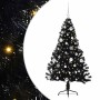 Árbol de Navidad Artificial Preiluminado Negro 150 cm PVC