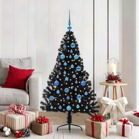 Árbol de Navidad Artificial Preiluminado Negro 150 cm PVC