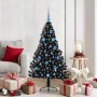 Árbol de Navidad Artificial Preiluminado Negro 150 cm PVC
