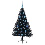 Árbol de Navidad Artificial Preiluminado Negro 150 cm PVC