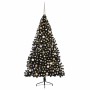 Árbol de Navidad Artificial Preiluminado Negro 210 cm PVC