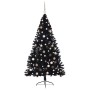 Árbol de Navidad Artificial Preiluminado Negro 210 cm PVC