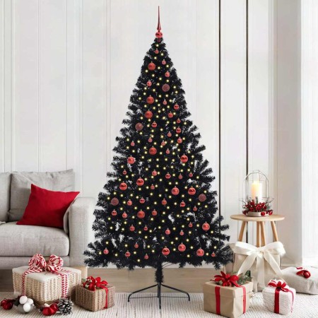 Árbol de Navidad Artificial Preiluminado Negro 210 cm PVC