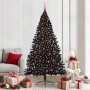Árbol de Navidad Artificial Preiluminado Negro 210 cm PVC