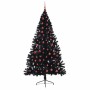 Árbol de Navidad Artificial Preiluminado Negro 210 cm PVC