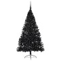 Árbol de Navidad Artificial Preiluminado Negro 210 cm PVC