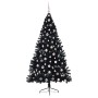 Árbol de Navidad Artificial Preiluminado Negro 210 cm PVC