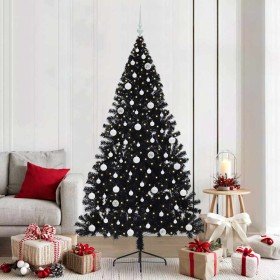 Árbol de Navidad Artificial Preiluminado Negro 210 cm PVC en Arboles de navidad | Comprar online en Foro24