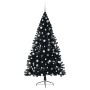 Árbol de Navidad Artificial Preiluminado Negro 210 cm PVC
