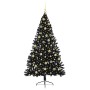 Árbol de Navidad Artificial Preiluminado Negro 210 cm PVC