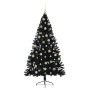 Árbol de Navidad Artificial Preiluminado Negro 210 cm PVC
