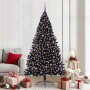 Árbol de Navidad Artificial Preiluminado Negro 210 cm PVC