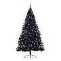 Árbol de Navidad Artificial Preiluminado Negro 210 cm PVC