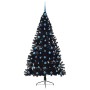 Árbol de Navidad Artificial Preiluminado Negro 210 cm PVC