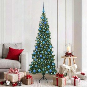 Árbol de Navidad Artificial de Esquina Verde 180 cm PVC y Metal